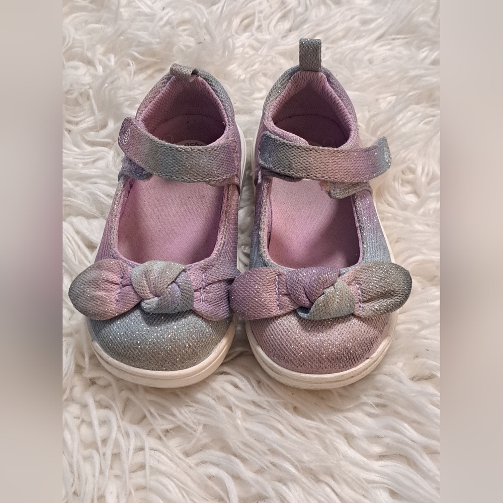 EUC Stride Rite Toddler Girls Glittery Pink and Purple Shoes